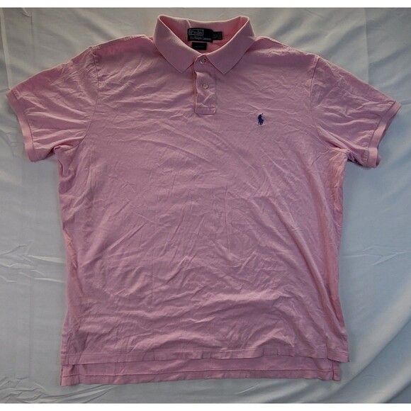 POLO RALPH LAUREN "BLUE-PONY" CUSTOM FIT PINK S/S POLO SHIRT MEN'S SIZE XXL - Picture 1 of 6
